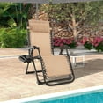 thumbnail image 1 of Gymax Chaise Longue Inclinable Pliante avec Coussin et Porte-Gobelet Beige, 1 of 9