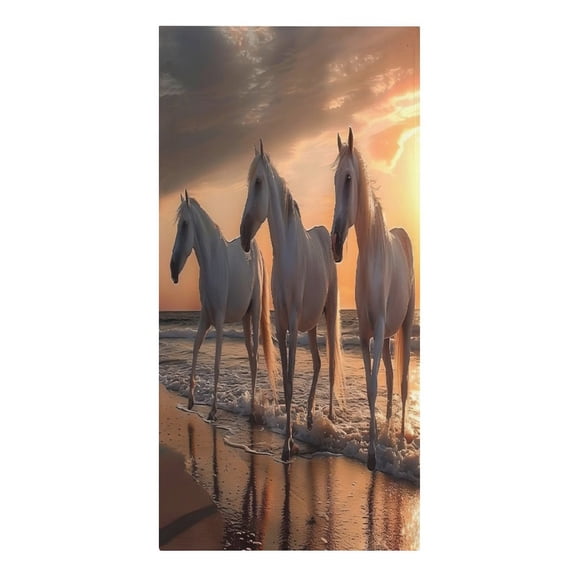 RKSupls Horses Beach Sunset Microfiber Beach Towel Absorbent Compact Towels for Swimming Pool Beach Travel Things for Vacation Essentials Adult Gift,61.4Ć30.3Inch