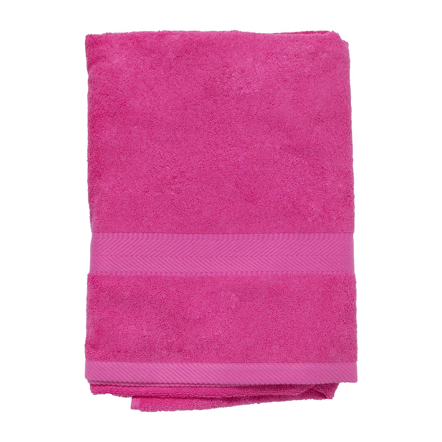 ELEGANI King Size 100% Cotton Loop Terry Beach Towel - 35 inch x 65 inch - Hot Pink