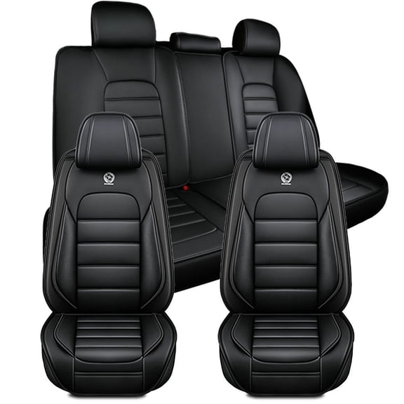 2009 for HONDA CIVIC Seat Cover, PU Leather Full Set of 5 Seats With Lumbar Support Non-slip, Black Car Seat Covers, 4-Door Sedans Only, Beautify the Interior of Old Cars
