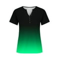 thumbnail image 4 of Teissuly Womens Summer Tops V Neck T Shirts Printed Tops Button Loose Casual Tshirts, 4 of 5