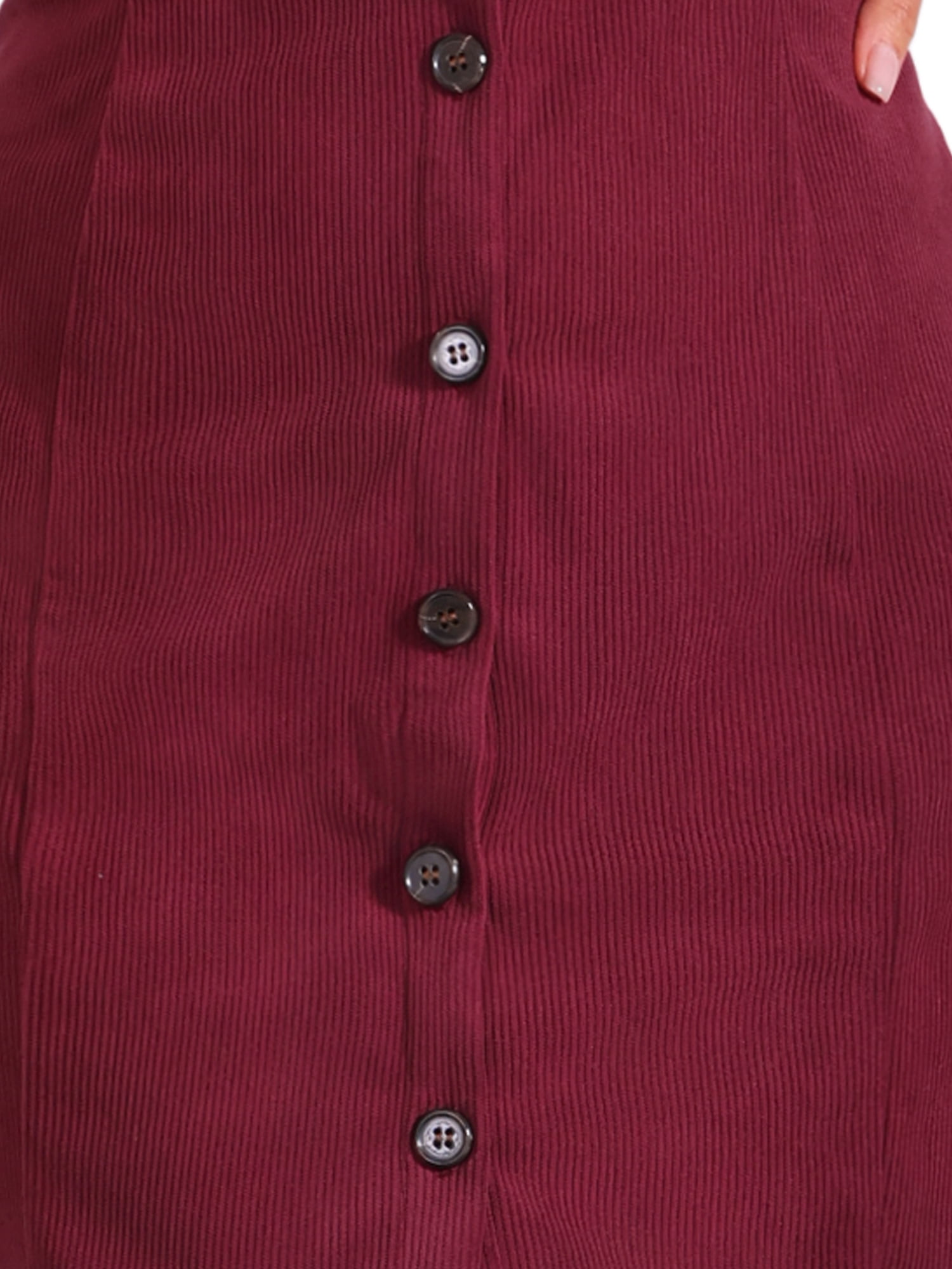 DARING DIVA Women's Corduroy Button Down Pinafore Overall Dress M Burgundy