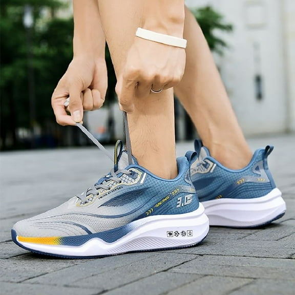 LIJCC Men's Road-Running-Shoes Casual Walking Fashion Athletic Sneakers Mesh Working Gym Comfort Lightweight Breathable Soft Sole Shoes Lace Up Sports Footwear