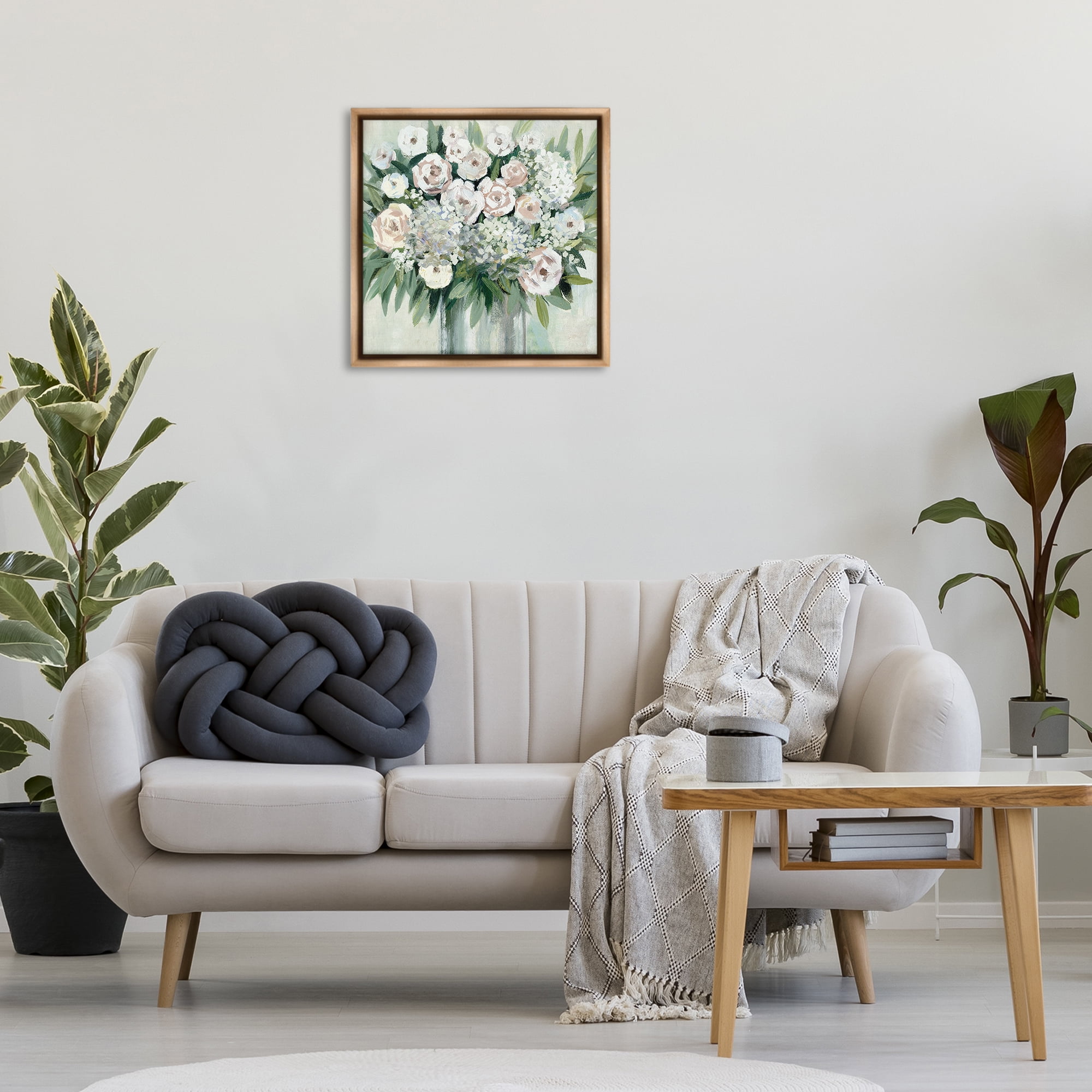 Stupell Industries Charming Brushed Roses Plants & Flowers Painting Brown Floater Framed Canvas Art Print Wall Art, 25 x 25