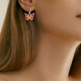 thumbnail image 4 of BNNG Enamel Christmas Earrings For Women Butterfly Earrings Tiny Hoop Earrings Colorful Acrylic Butterfly Earrings For Women Girls Ladies' Halloween Eerie Ear Charms Ombre Dangle Earrings, 4 of 4