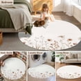 thumbnail image 5 of Round Area Rug 5 Ft, Brown Red Spring Floral Washable Non-Slip Circle Carpet for Living Room/Bedroom, Botanical Summer Flowers Elegant Low-Profile Runner Mats Collection Rugs for Indoor, 5 of 8