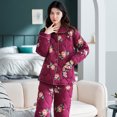 thumbnail image 4 of Chaqueta acolchada gruesa de tres capas para mujer, pijamas florales, ropa de dormir para invierno, mantener el calor, M-XXXL, 4 of 5