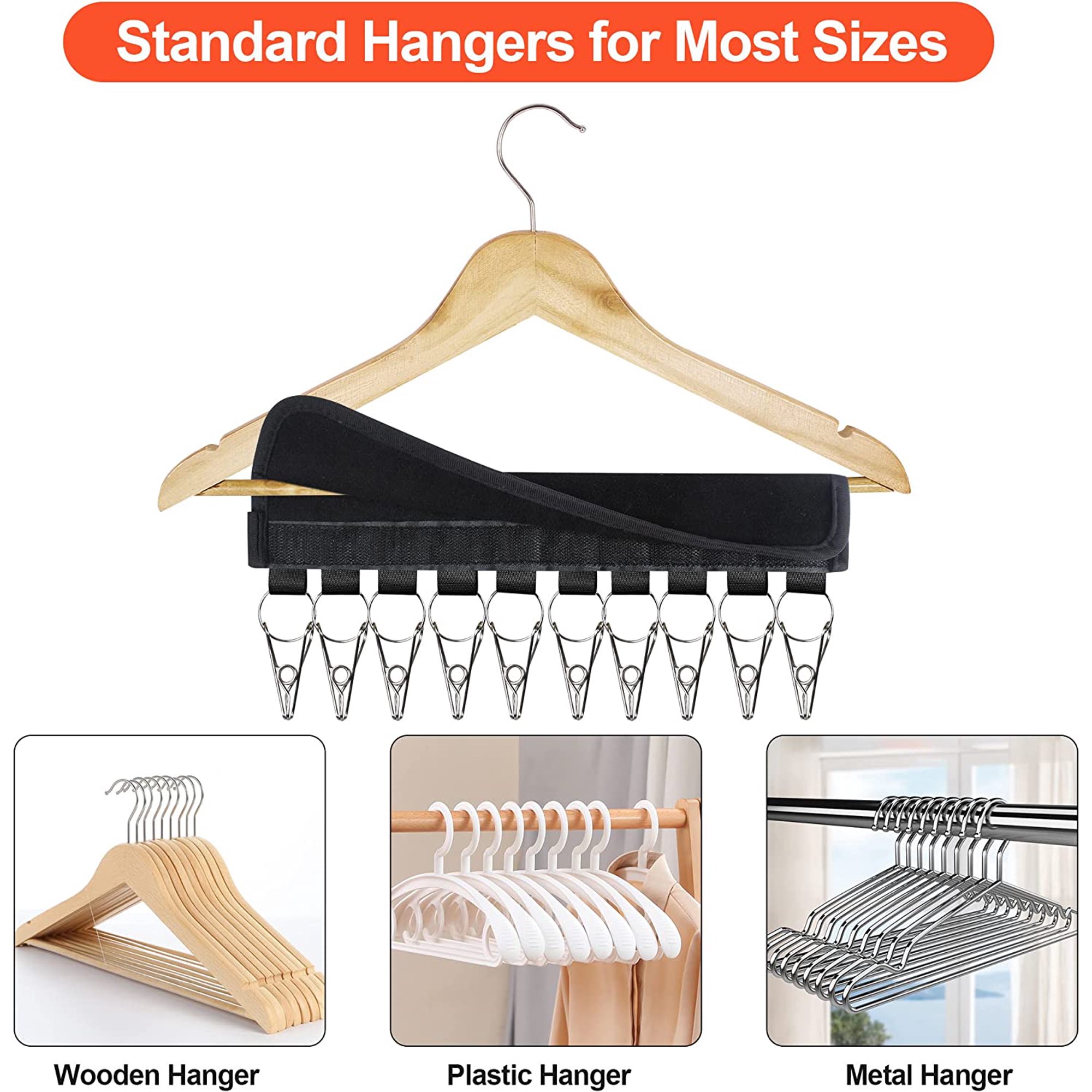 Hat Organizer For Closet – 10 Stainless Steel Clips, Cap Rack Hanger With Removable Hooks For Baseball Caps & Accessories