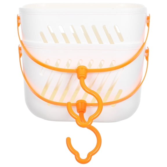 OULII 2Pcs Shower Basket Plastic Hanging Organizer White for Bathroom Kitchen Wall Storage with Hook