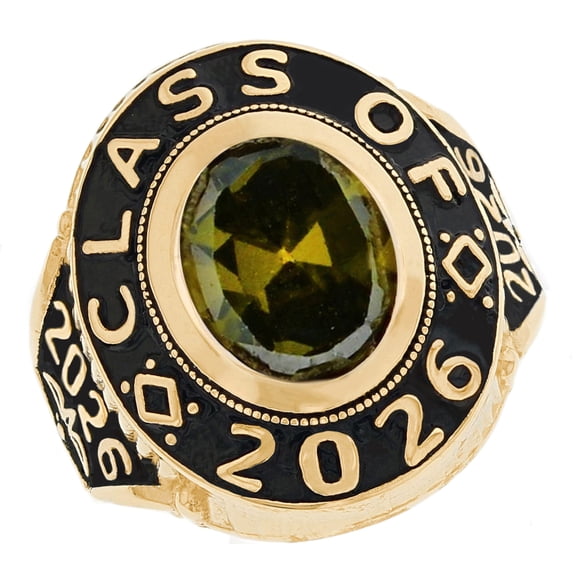 JackAni 10k Gold August CZ Simulated Birthstone 2026 Graduation Mens Class Ring - Size 7.00