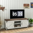 thumbnail image 2 of HOMCOM Farmhouse TV Stand for up to 65" TV with Barn Doors Distressed White, 2 of 10