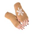thumbnail image 4 of 1 Pair Knit Half Finger Glove Comfortable Winter Simple Knitting Craft Fingers Covers Hand Mittens with Snowflake Pattern, 4 of 6