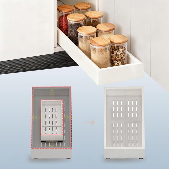 Organizador de gabinete Fokyfok con cajón extraíble ajustable, blanco