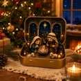 thumbnail image 3 of Mini Nativity Set in a Tin Box - Handcrafted Pocket Size Christmas Diorama Scene Gift Tin - Miniature Holiday Figures, Christmas Decoration Indoor for Home Gifts Decor Design B, 3 of 8
