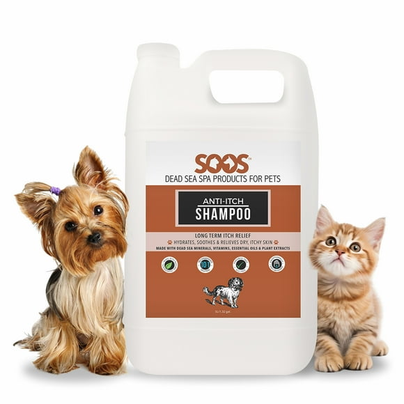Shampooing pour Animaux de Compagnie Naturel Anti-Démangeaisons de la Mer Morte pour Chiens et Chats - Soos Pets