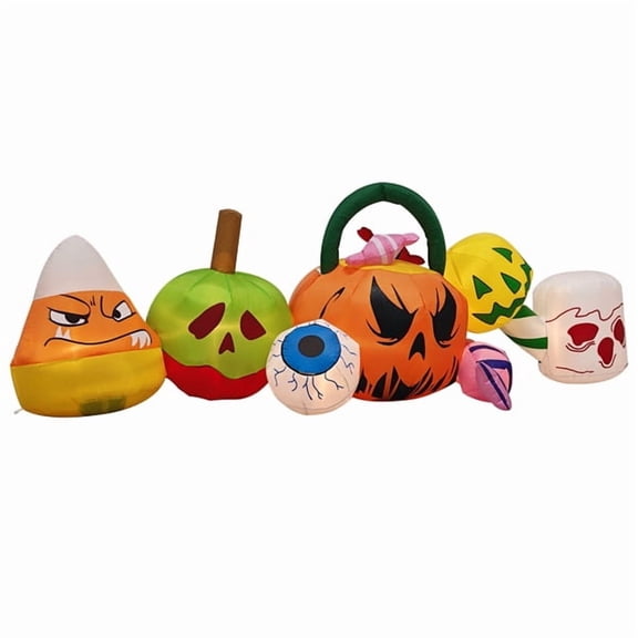 imerelez 8FT Long Halloween Inflatables Pumpkins Eyeball Candy Outdoor Decorations, Blow Up Yard Decoration with Built-in LEDs Lighted for Lawn Garden Outside Indoor Decor