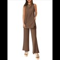thumbnail image 3 of Conjunto de Dos Piezas para Mujer, Verano 2025, Camiseta Holgada Informal con Pantalones Anchos, Chándal A Juego. Caqui XL, 3 of 6