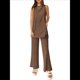 thumbnail image 3 of Conjunto de Dos Piezas para Mujer, Verano 2025, Camiseta Holgada Informal con Pantalones Anchos, Chándal A Juego. Caqui S, 3 of 6