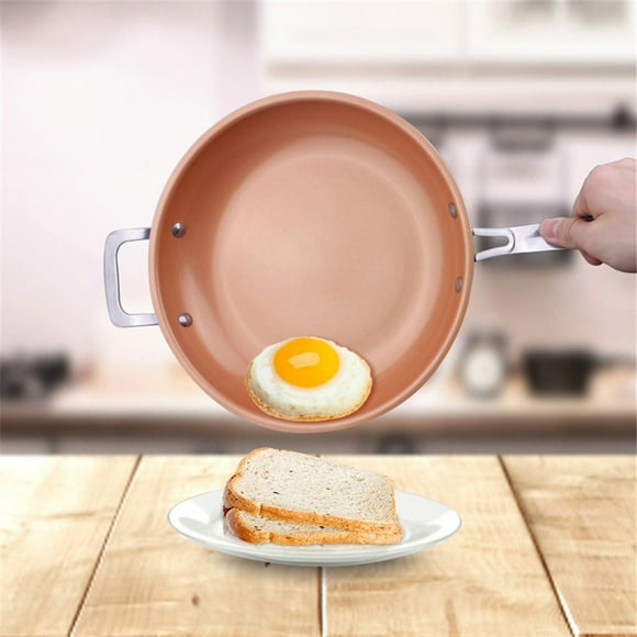 Ganfancp Non-stick Copper Frying Pan with Ceramic Coating - Easy to Clean - Oven Safe - High-Temperature Paint - Multi-purpose Design - 12-Inch Size - Suitable for Various Stoves