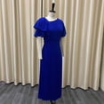 thumbnail image 6 of AURA Plus Size Ruffle Sleeve Pleated Midi Dress Elegant High Waist Swing Skirt Solid Color, 6 of 9