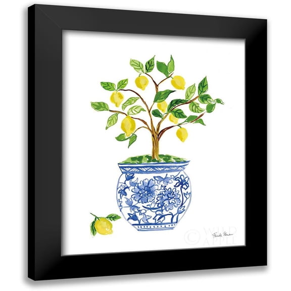 Zaman, Farida 12x14 Black Modern Framed Museum Art Print Titled - Lemon Chinoiserie I