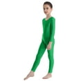 thumbnail image 2 of Sxiwei Kids Girls Long Sleeve Full Body Ballet Dance Gymnastic Leotard Unitard Sports Yoga Bodysuit Green 7-8, 2 of 7