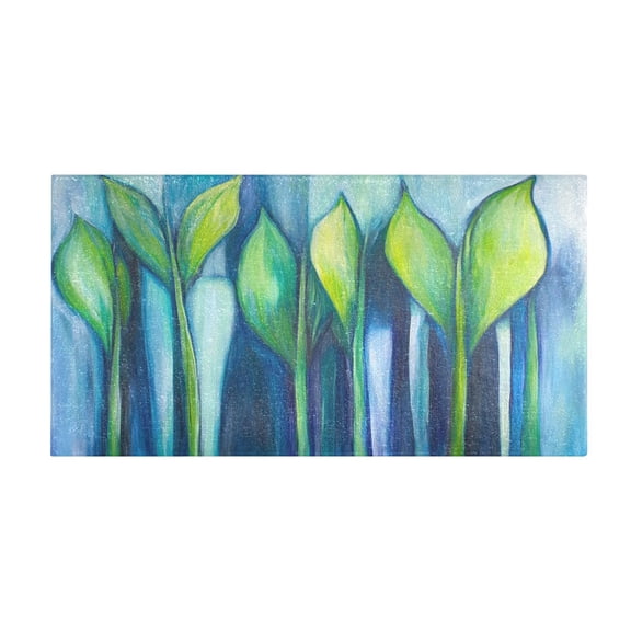 Abstract Blue and Green Leaves 39x20" Bath Mat Carpet, Absorbent and Non-Slip for Kitchen or Bathroom, Quick-Drying