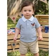thumbnail image 5 of BemeyourBBs Toddler Baby Boys 4th of July Shirt Fourth of July Outfit Baby Boy Patriot Independence Day Clothes Collared Waffled Stripe Bird American Flag Embroidery Short Sleeve Summer Tee Shirt Top, 5 of 9