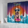 thumbnail image 4 of Retro Surfing Soft Coated Wheaten Terrier in Cool Sunglasses Hello Summer Waves Shower Curtain Wheatie Dog Lover Waterproof Bathroom Bathtub Curtain - 10001, 4 of 5