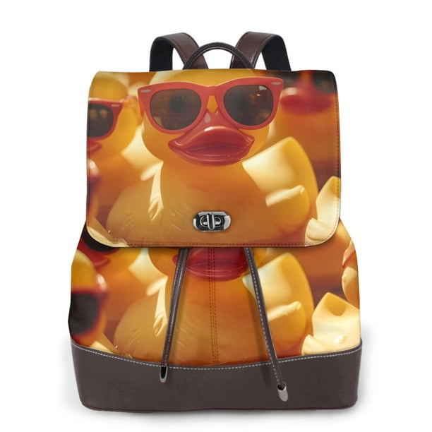 Fotbe Sunglasses Yellow Duck Mochila Bolso con Estampado para Mujer, Mochila Antirrobo de Nylon Impermeable, Bolsa Ligera de Hombro