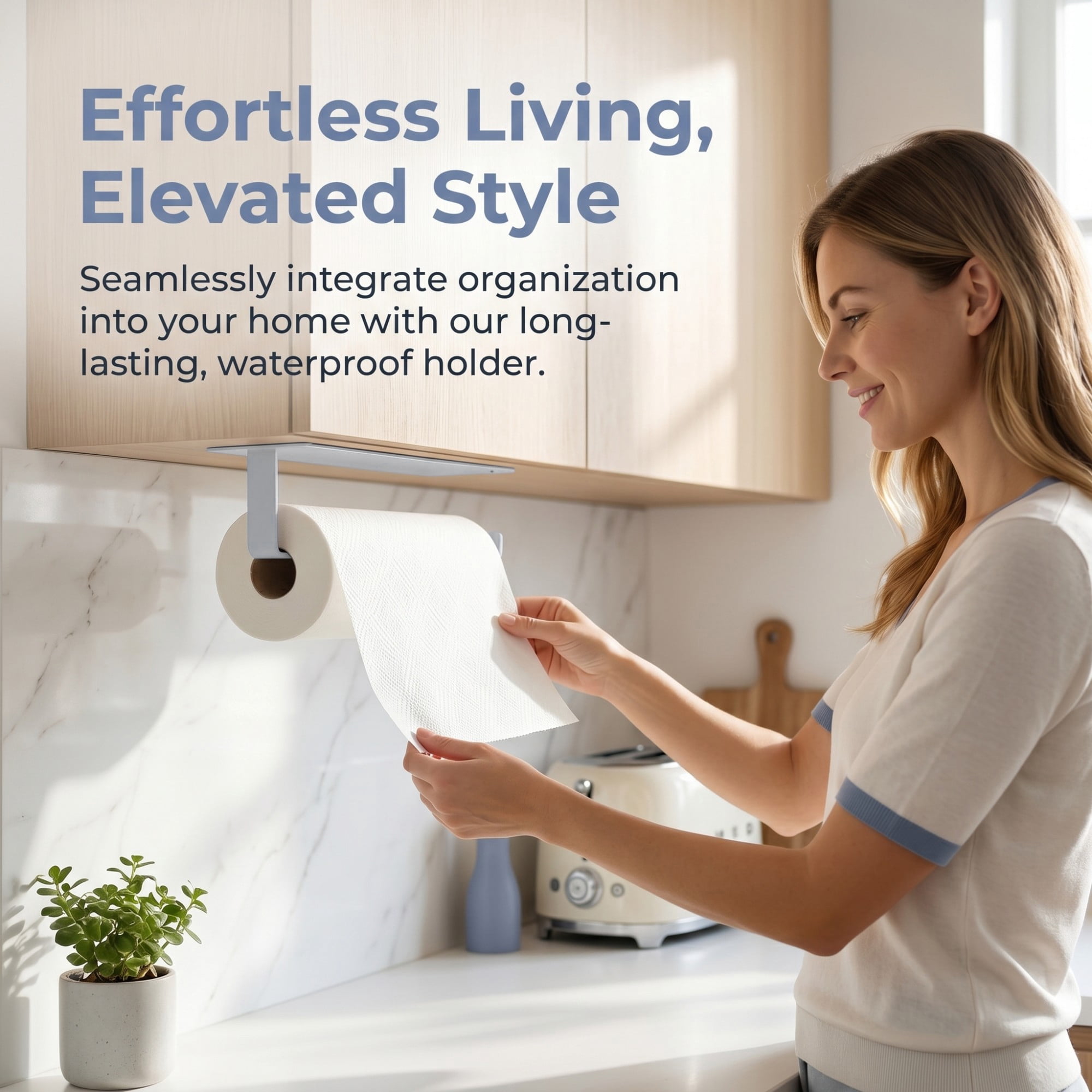 Unique Bargains Wall Mount Paper Towel Holder Stainless Steel White Round 10.8x2.4inch
