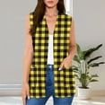 thumbnail image 3 of Chiccall Women's Plaid Sleeveless Vest Cardigan Open Front V Neck Long Line Layering Waistcoat with Side Pockets, 3 of 8