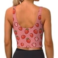 thumbnail image 4 of Picia Red Strawberry Sports Bra for Women,Padded Strappy Sports Bras Medium Support Yoga Bra with Removable Cups,Running Yoga Bra-Medium, 4 of 9