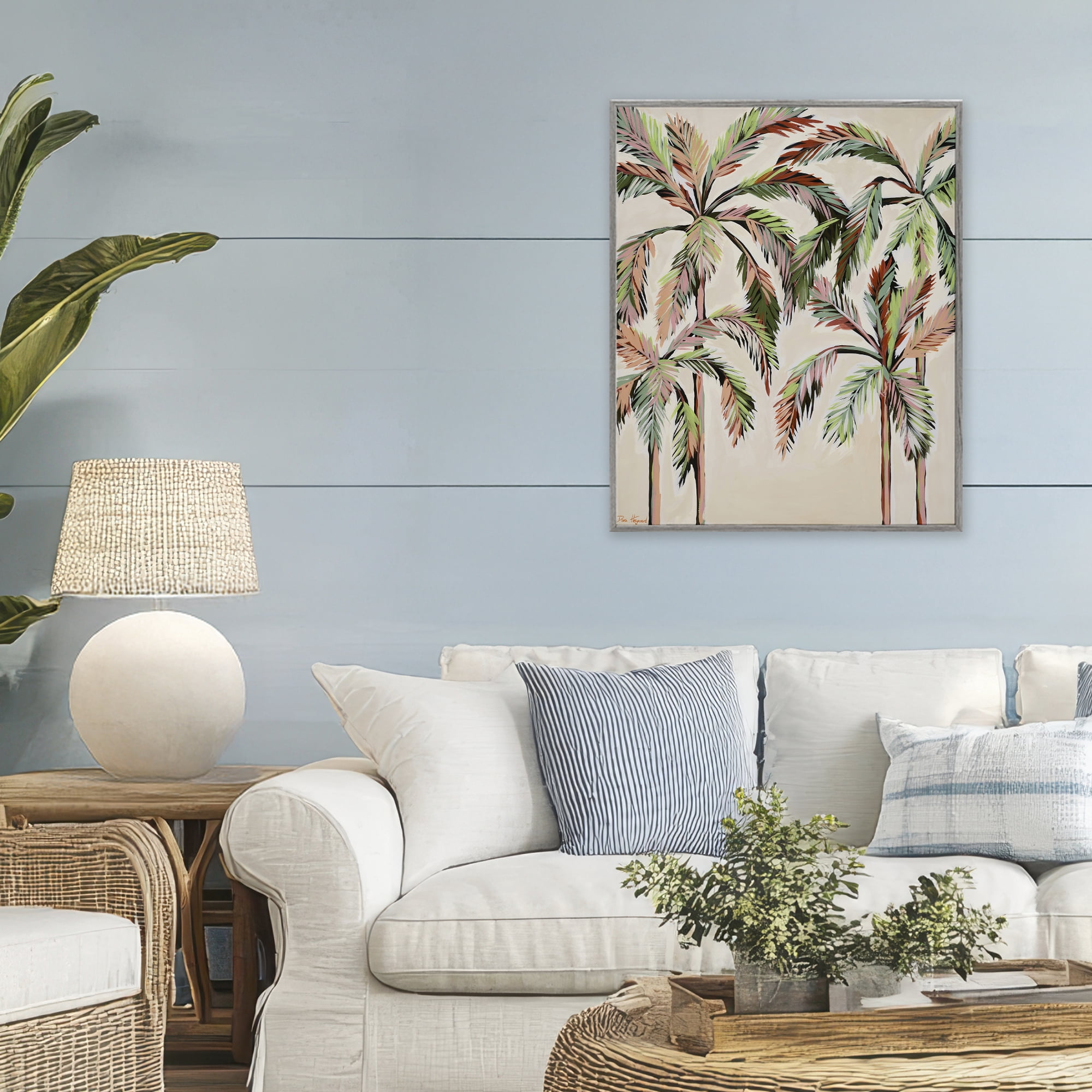 Stupell Industries Blushing Palm Tree Canopy Gray Framed Giclee Art, design by Dani Heyward