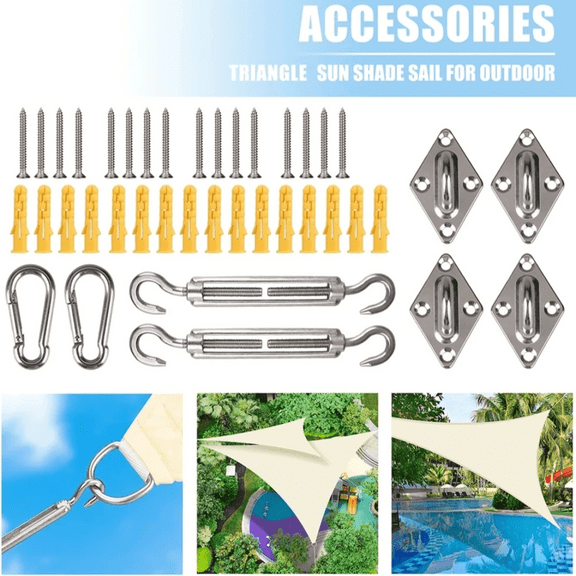 42pcs Stainless Steel Shade Sail Hardware Kit - Complete Installation Set for Triangle/Square Sails