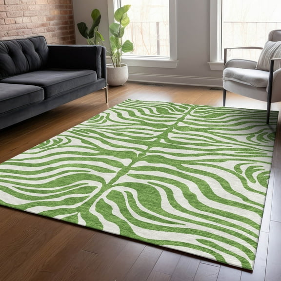 Addison Rugs Chantille Indoor/Outdoor Transitional Geometric, Abstract Green Washable Rectangle Rug, 8' x 10'
