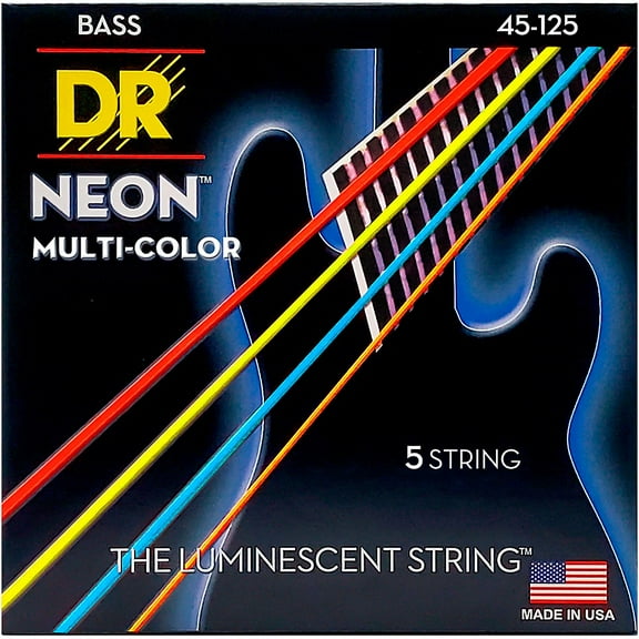 DR Handmade Strings NMCB5-45-U 45-125 DR Strings Hi-Def Neon Bass 5 String, Multi Color