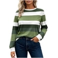 thumbnail image 2 of Warop Women's Striped Shirt Long Sleeve Crewneck Pullover Top Slim Fit Casual Basic Tees Fall Outfits, 2 of 7