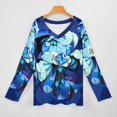 thumbnail image 3 of Shadow Milk Cookie Womens T Shirts V Neck Long Sleeve Tops Causal Loose Summer T-Shirts 5XL, 3 of 7