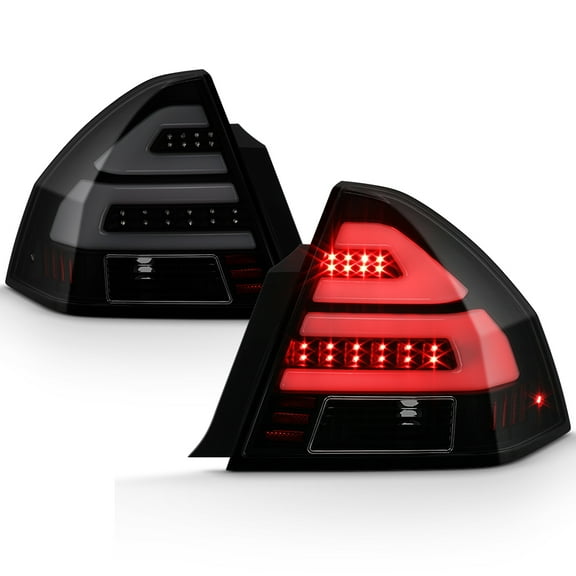 Black Smoked 2006-2013 Chevy Impala LED Tube Tail Lights Brake Lamps Left Right