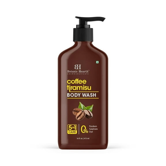 Botanic Hearth Coffee Tiramisu Body Wash, 5-in-1 Care Formula, Paraben & Sulphate Free, 16 fl oz (473 ml), Nourishing Body Cleanser with Invigorating Coffee Aroma