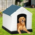 thumbnail image 1 of 32 Inch Dog House Doghouse House for Large Medium Small Dogs House Indoor Outside Dog Houses Pet House Outdoor Dog House All Weather Dog House W/Base Support for Winter Durable House , Blue, 1 of 8