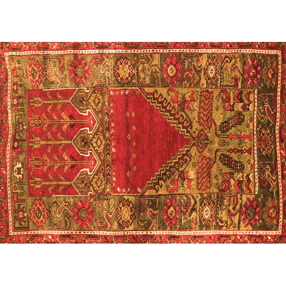 Ahgly Company Indoor Rectangle Persian Orange Traditional Area Rugs, 7' x 10'