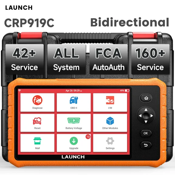 LAUNCH X431 CRP919C Bidirectional Scan Tool, All System Car Diagnostic Scan Tool OBD2 Scanner for All Cars with 32  Reset Service, Active Test, AutoVin, FCA Autoauth DoIP & CAN FD, 2-Year Free Update