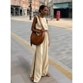 thumbnail image 6 of Women'S 2 Piece Outfits Linen Vest Waistcoat Dressy Casual Sets High Slit Wide Leg Pants Suits Khaki L, 6 of 7