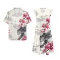 thumbnail image 4 of Garronmavis Plum Blossom Tiger Matching Couple Outfits Husban and Wife Clothing Light Mens Short Sleeve Shirt Size S Summer Workwear and Womens V-neck Hawaiian Dress, 4 of 7