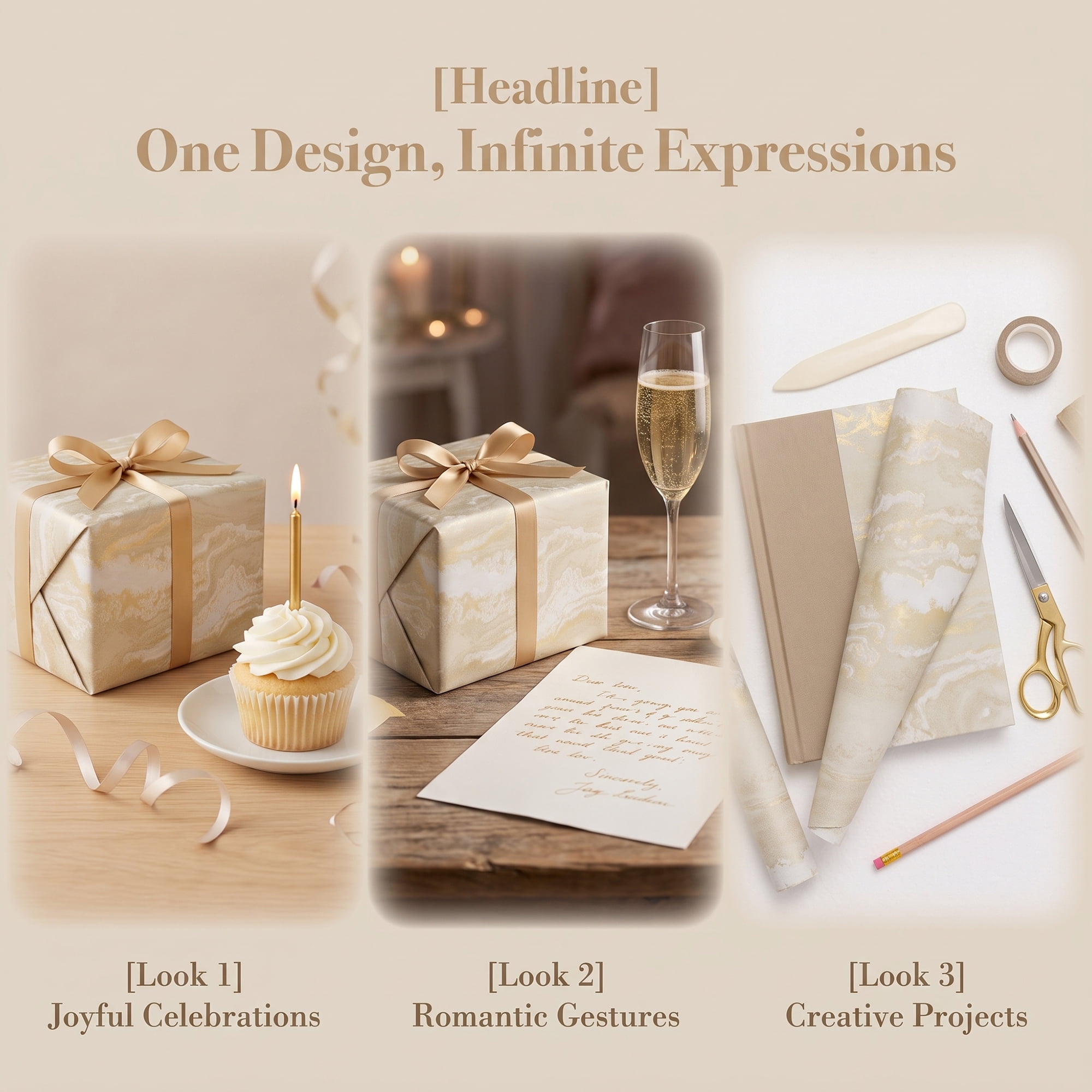 Unique Bargains Flowing Cloud Pattern Gift Wrapping Paper for Occasions Beige 27.6"x 19.7"