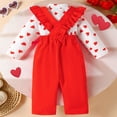 thumbnail image 7 of KHONTS Baby Girl Outfits Heart Printed Romper Long Sleeve Ruffled Valentines Bodysuit Jumpsuit, 2 Piece, Sizes 3-18M, 7 of 7