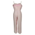 thumbnail image 4 of Coduop Elegant Feather Tube Top Off Shoulder Belted Wide Leg Jumpsuit Romper S-2XL, 4 of 6