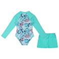 thumbnail image 4 of Alvivi Girls Long Sleeve Rash Guard 2 Piece Swimsuit Kids UPF 50+ Sun Protection Bathing Suit Light Green 8, 4 of 7